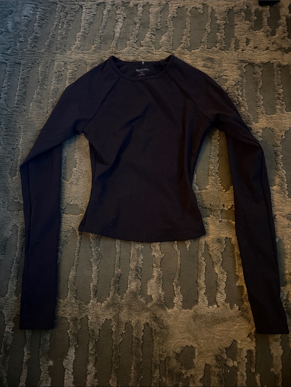 Meshki Black Long Sleeve Crewneck Top